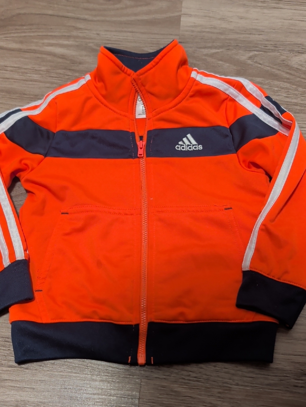 Neon Orange & Navy adidas Track Jacket - 2T